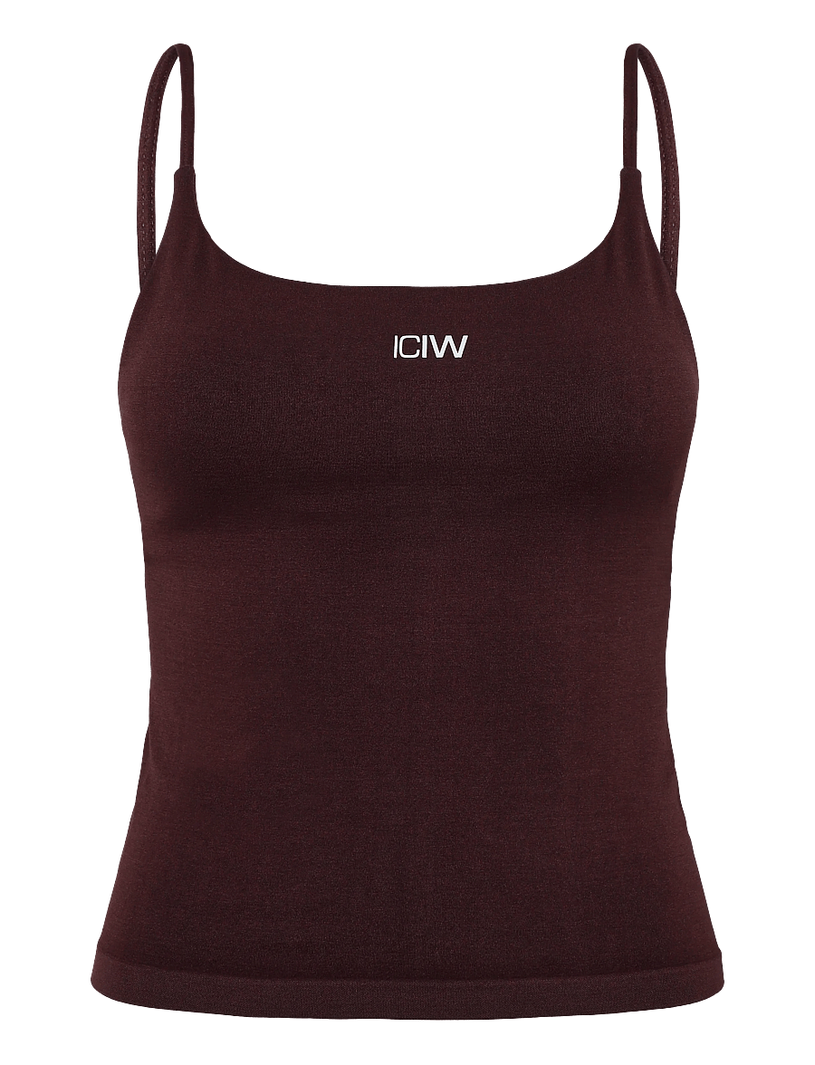 ICANIWILL - Smooth Seamless 2-in-1 Strappy Tank W - tank tops - espresso - 1