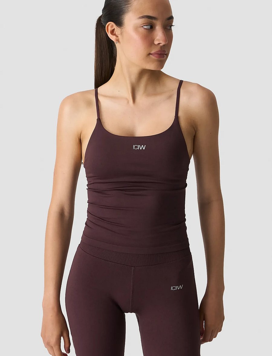 ICANIWILL - Smooth Seamless 2-in-1 Strappy Tank W - tank tops - espresso - 0