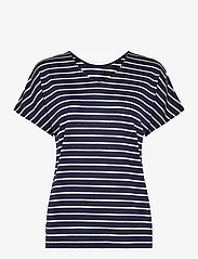 Icebreaker - Women Merino Drayden Reversible SS Top Stripe - t-shirts - midnight navy/snow/s - 1