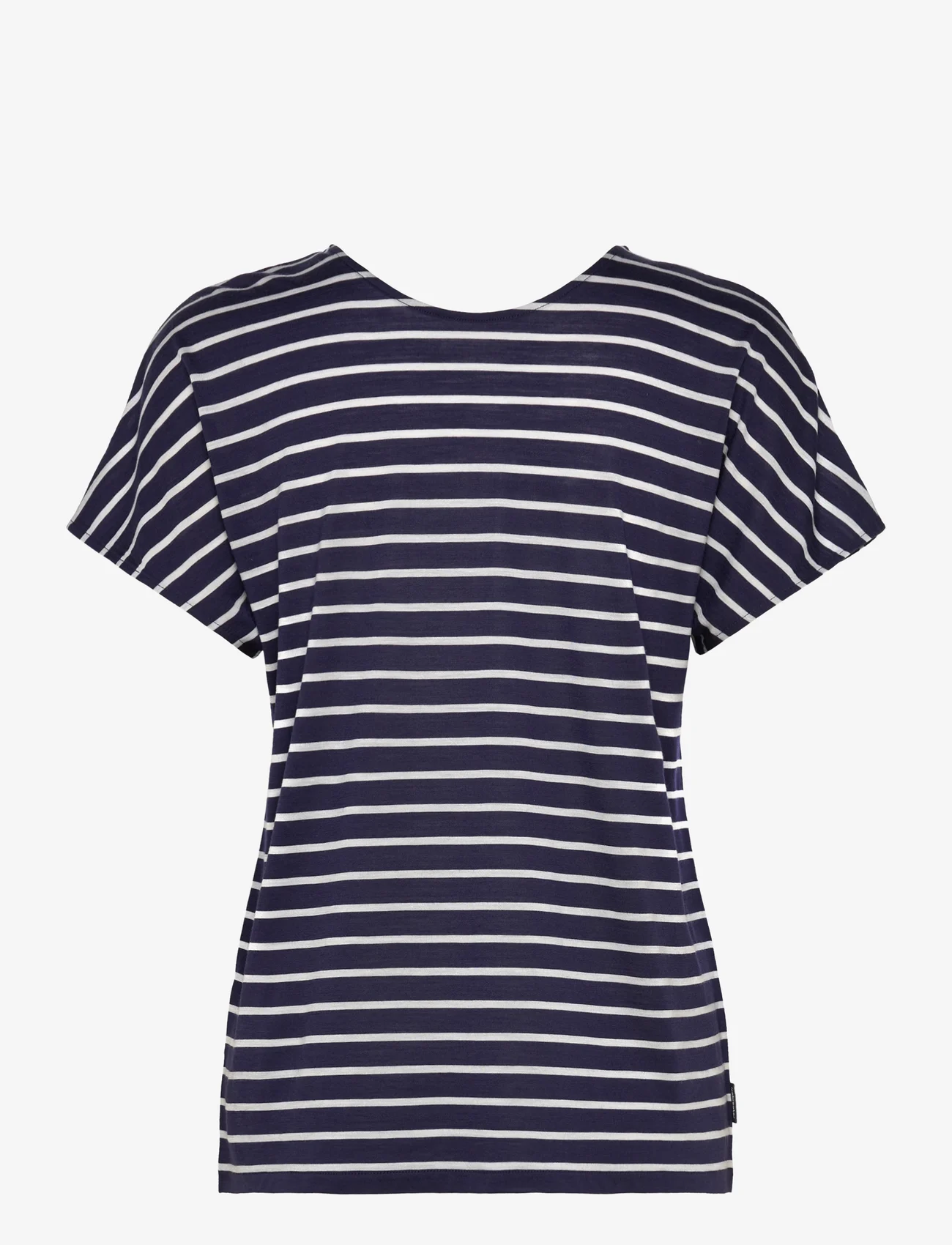 Icebreaker - Women Merino Drayden Reversible SS Top Stripe - t-shirts & topper - midnight navy/snow/s - 1