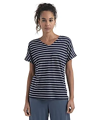 Icebreaker - Women Merino Drayden Reversible SS Top Stripe - t-shirts - midnight navy/snow/s - 3