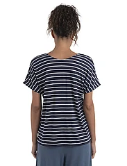 Icebreaker - Women Merino Drayden Reversible SS Top Stripe - t-shirts & tops - midnight navy/snow/s - 4