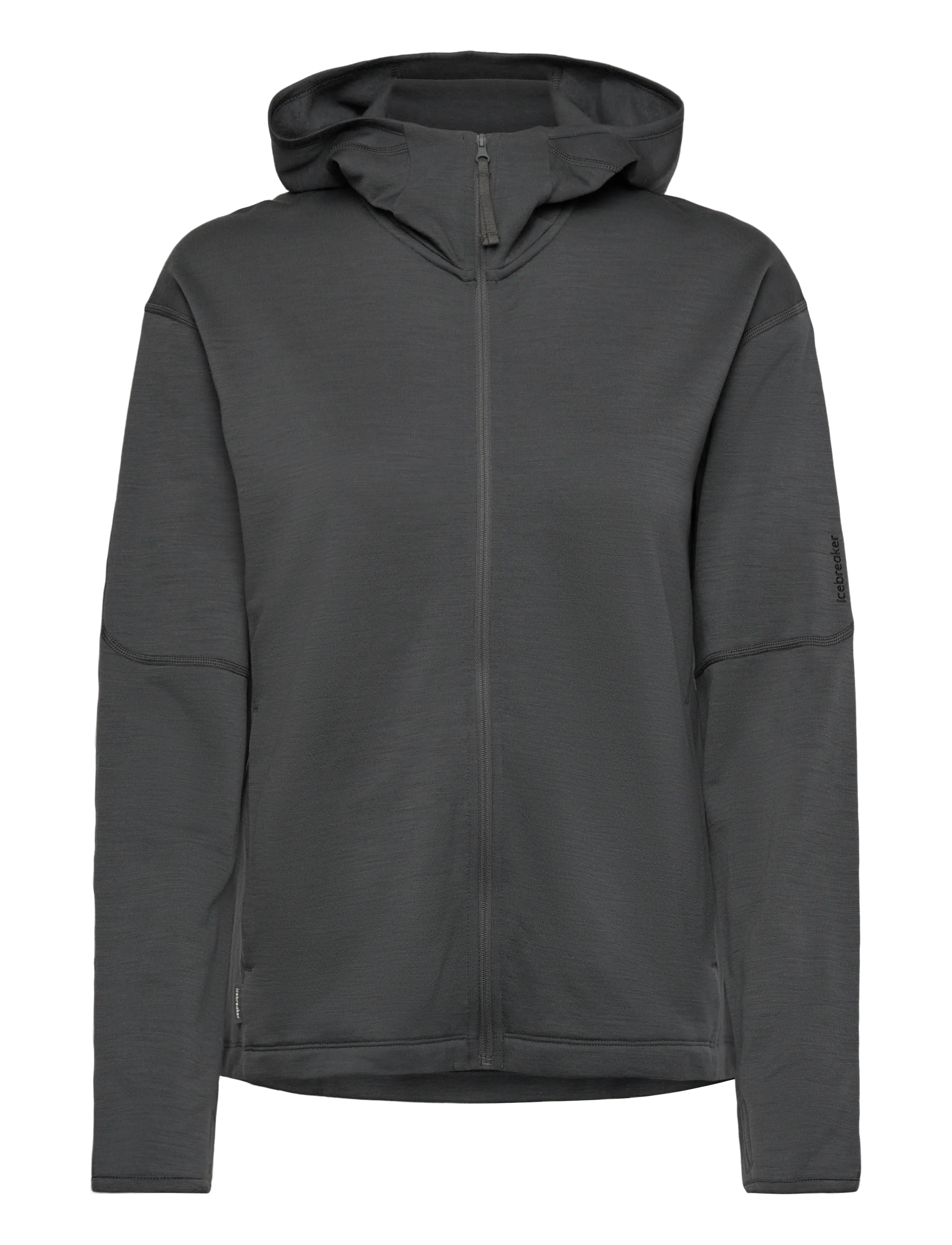 Icebreaker W Mer 360 Realfleece Elem LS Z Hood - Kläder - OBSIDIAN / grey