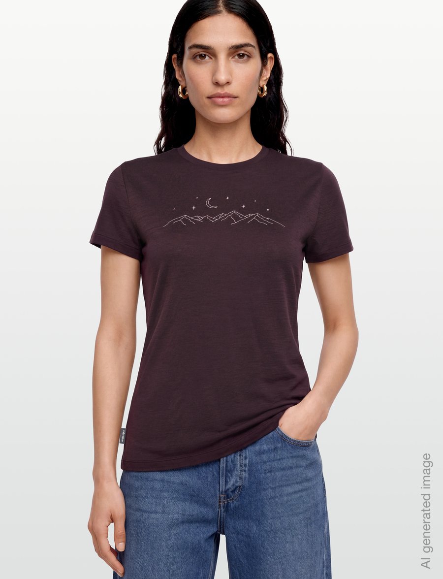 Icebreaker - W Mer 150 Tech Lite SS Tee Sparkling Sta - t-shirts - bittersweet - 3