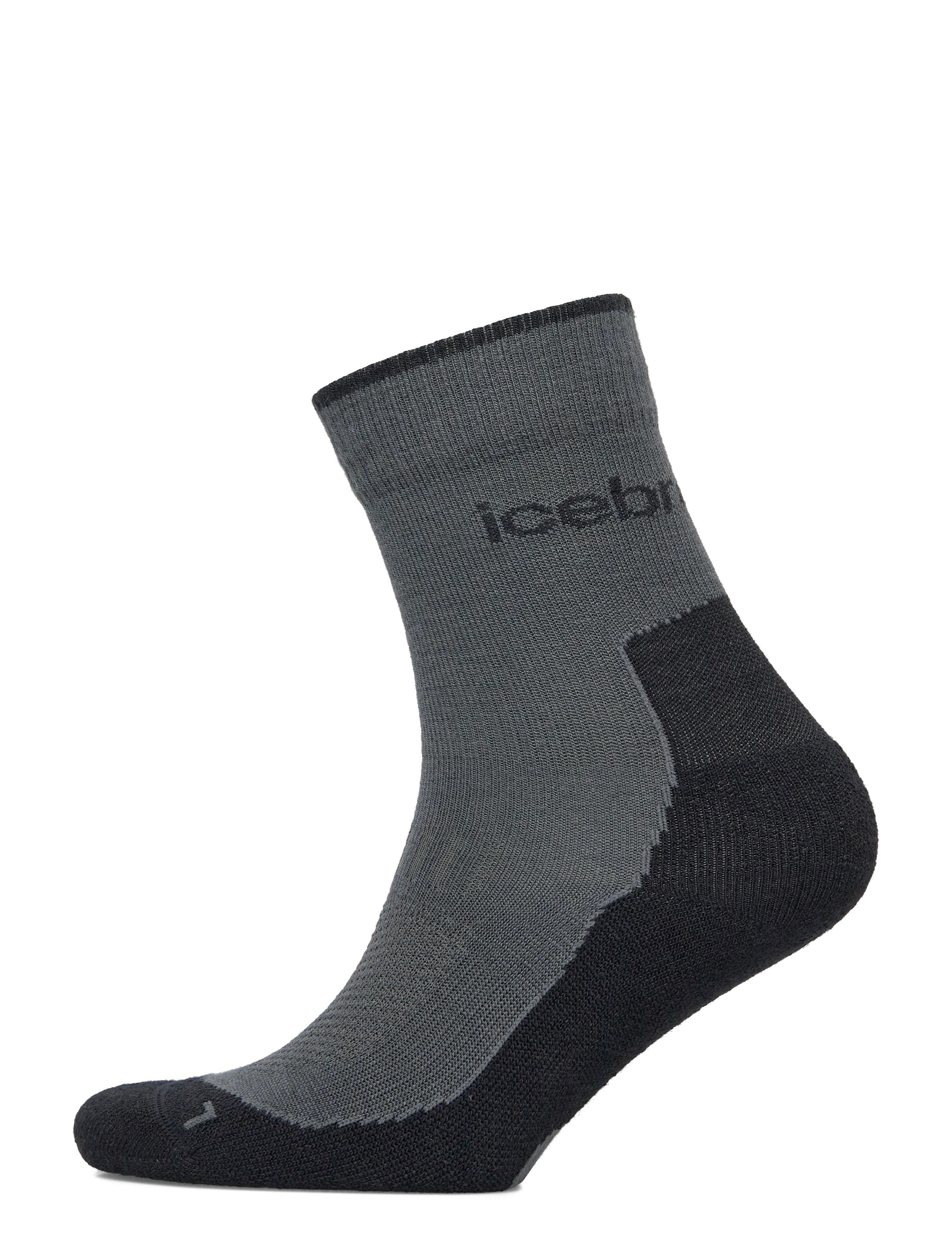 Icebreaker W Mer Hike+ Light Crew - Undertøj - OBSIDIAN/BLACK / grey