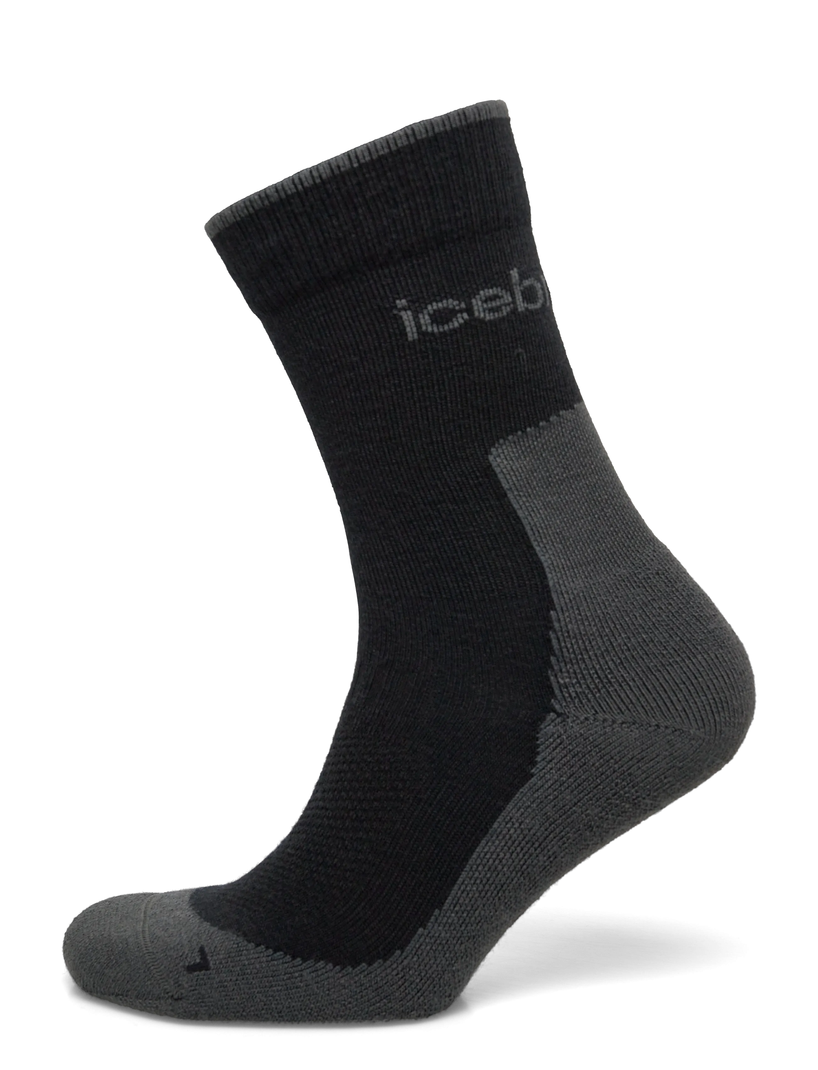 Icebreaker Men Merino Hike+ Light Crew - Tøj - BLACK/OBSIDIAN / black