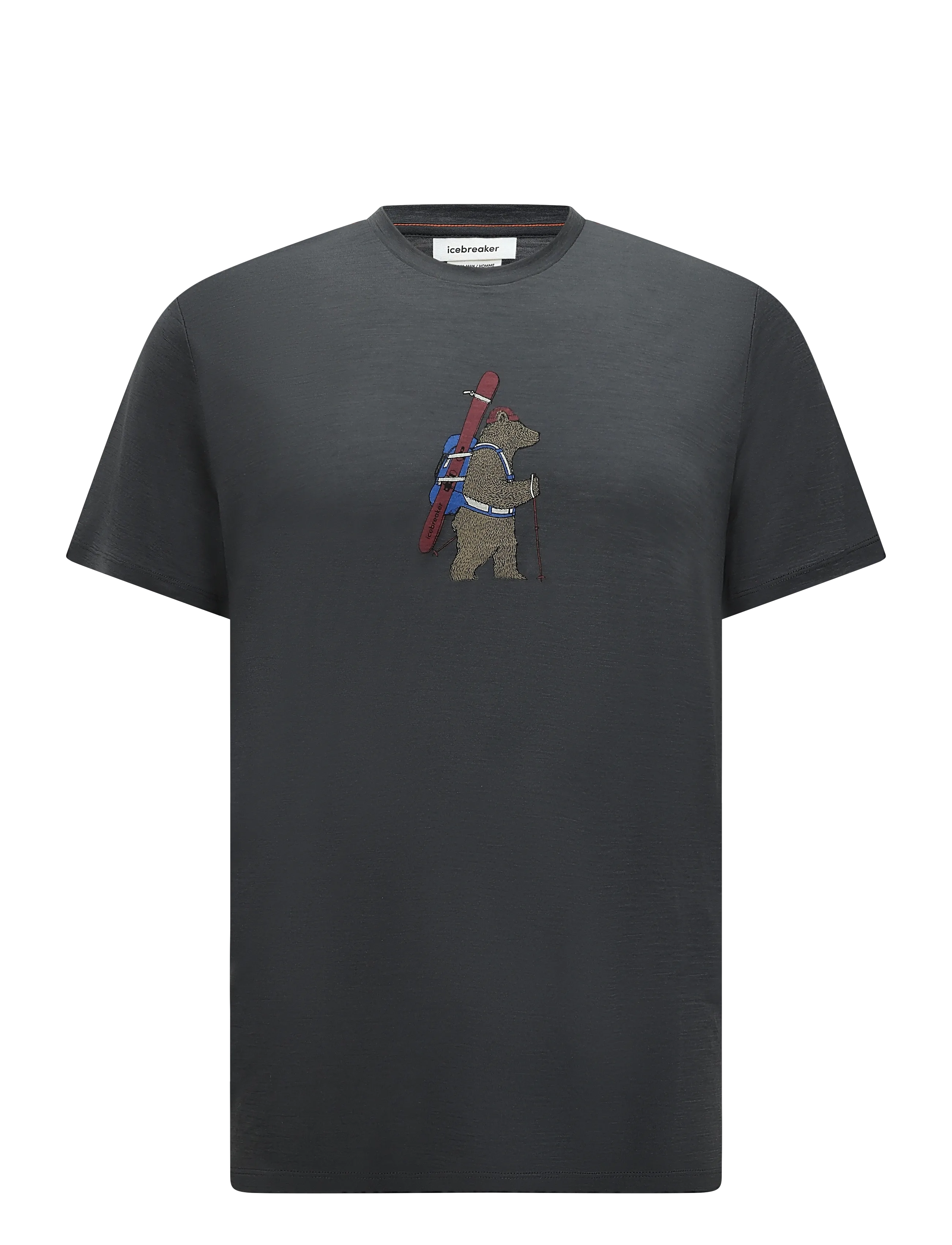 Icebreaker Men Mer 150 Tech Lite Ss Tee Bear Tour, Herren, Ski Bär T-Shirt, Grau, Gr.S
