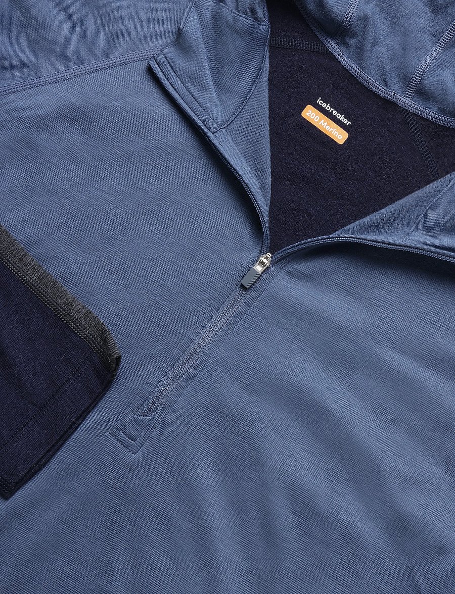 Icebreaker - Men Mer 200 Oasis+ LS Half Zip Hoodie - base layer tops - midninavy/dawn/jeththr/cb - 2