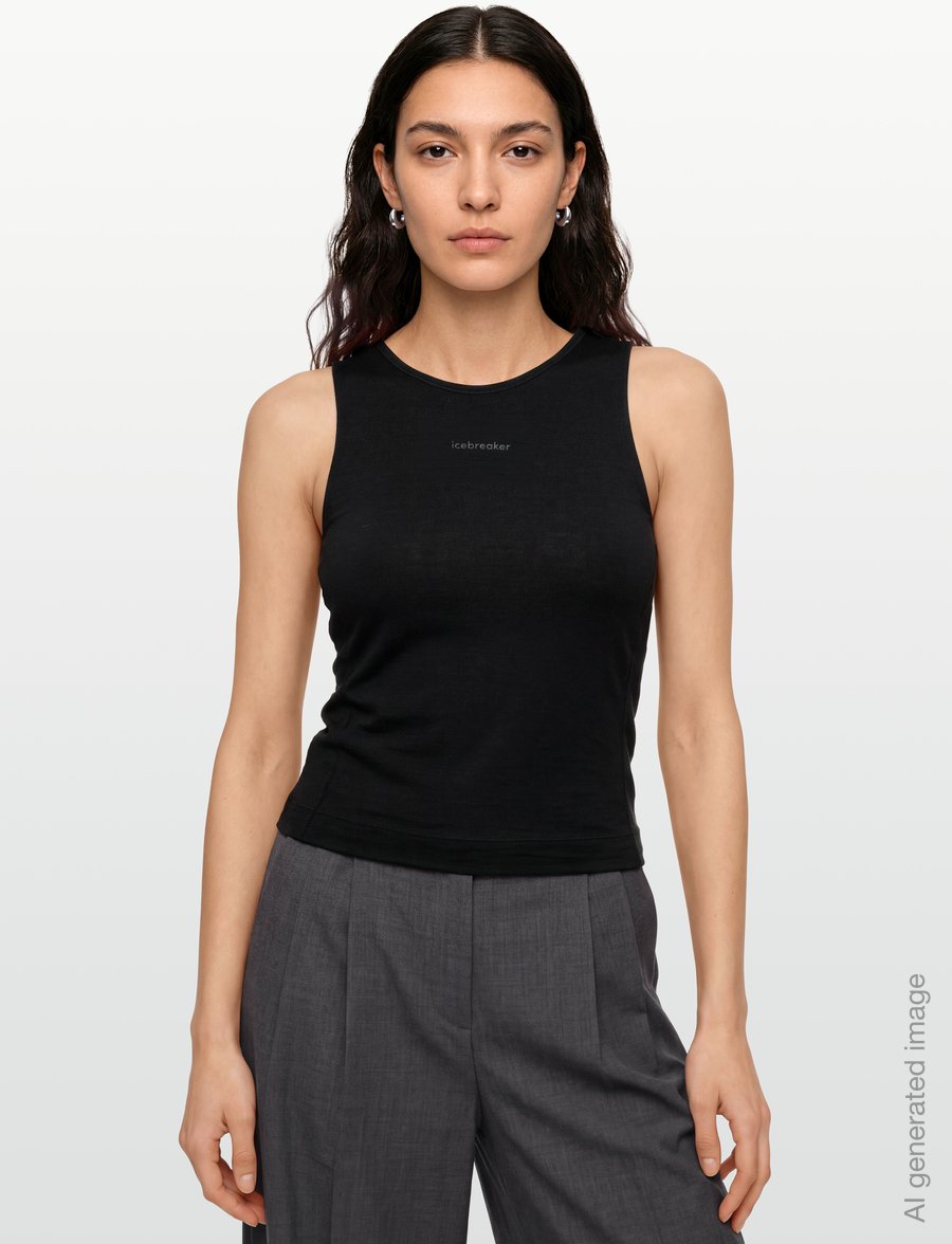 Icebreaker - W Mer 150 Active Cropped Bra-Tank - débardeurs - black - 3