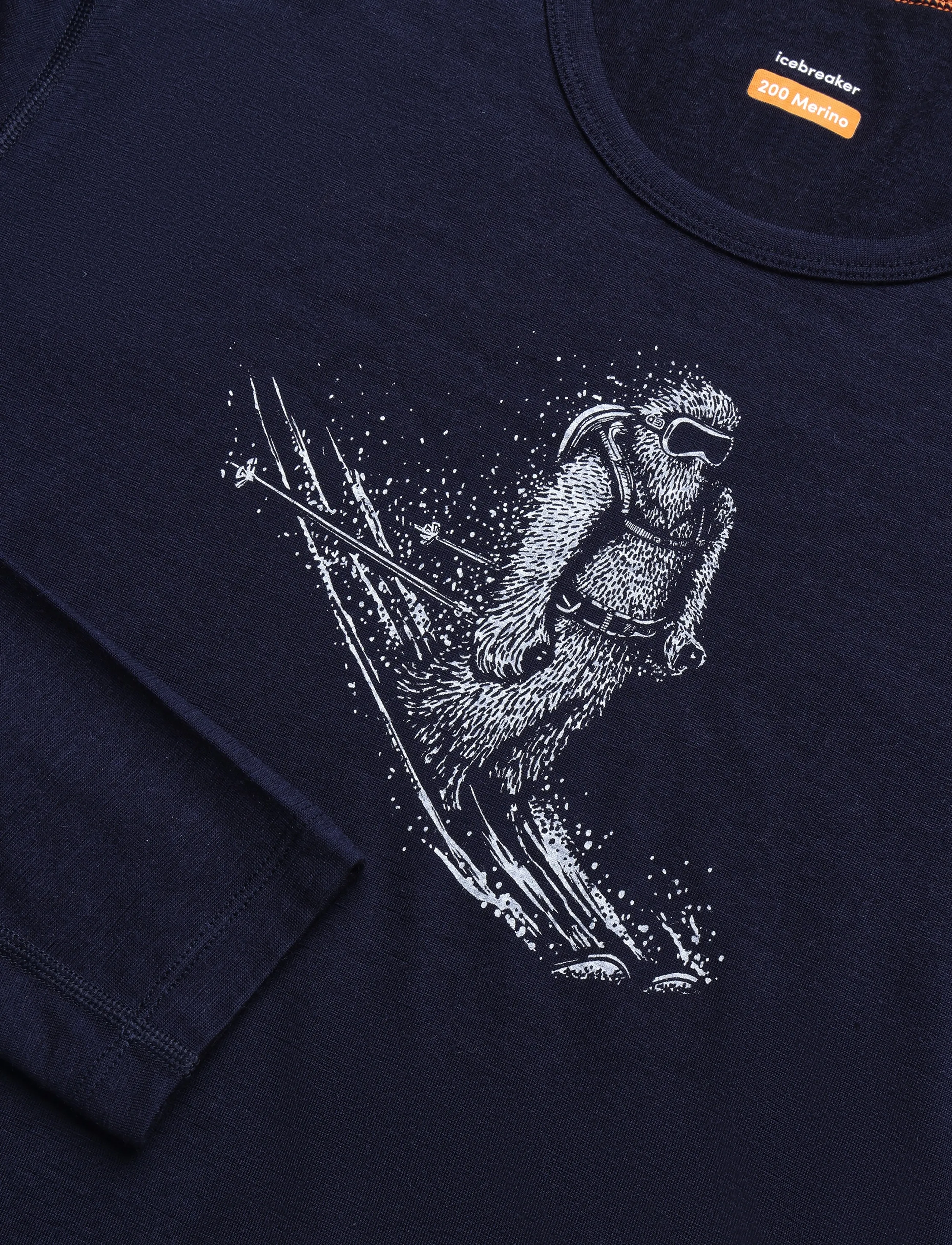 Icebreaker - Men Merino 200 Oasis LS Crewe SkiingYeti - base layer tops - midnight navy - 2