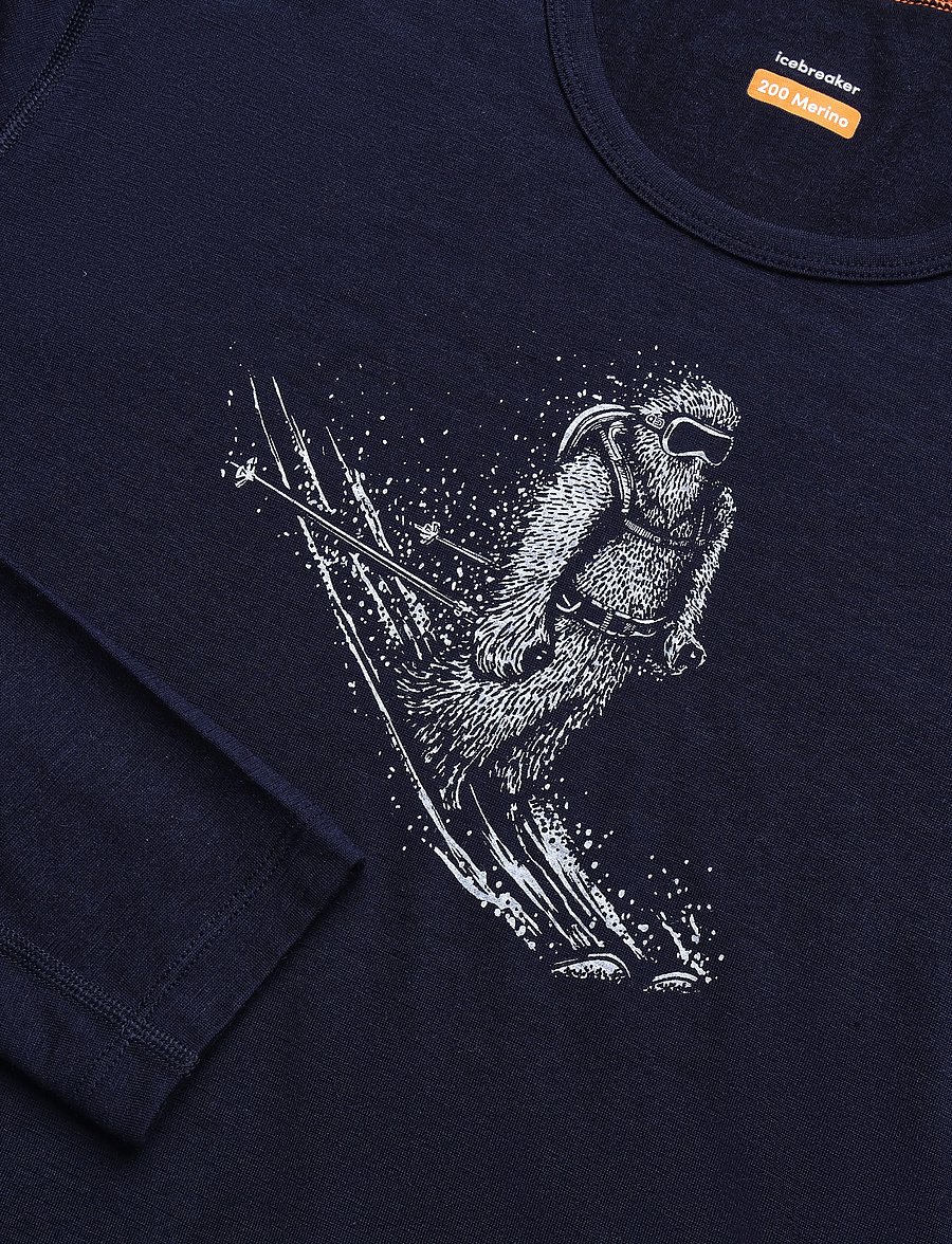 Icebreaker - Men Merino 200 Oasis LS Crewe SkiingYeti - base layer tops - midnight navy - 2