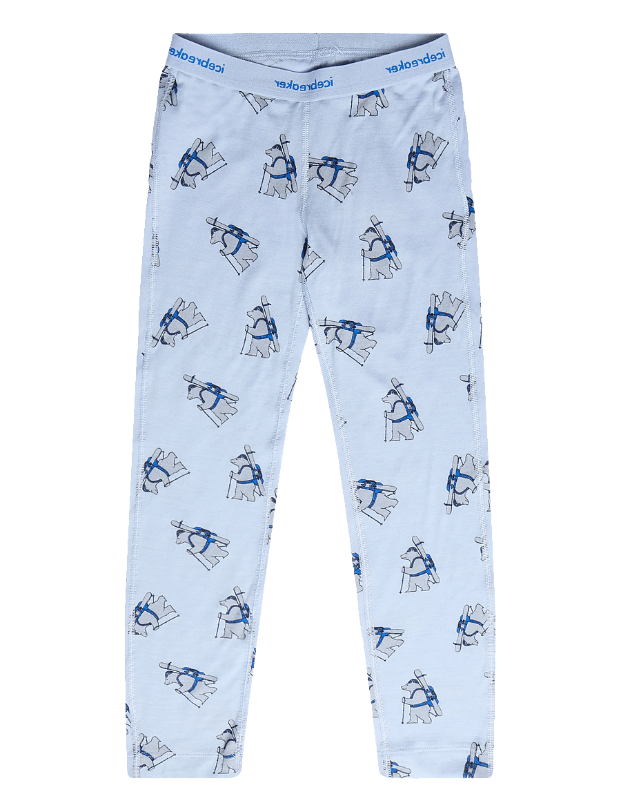 Icebreaker - Kids M 200 Oasis Leggings Bear Tour AOP - funkionsunterwäsche - hosen - zinc blue/aop - 0