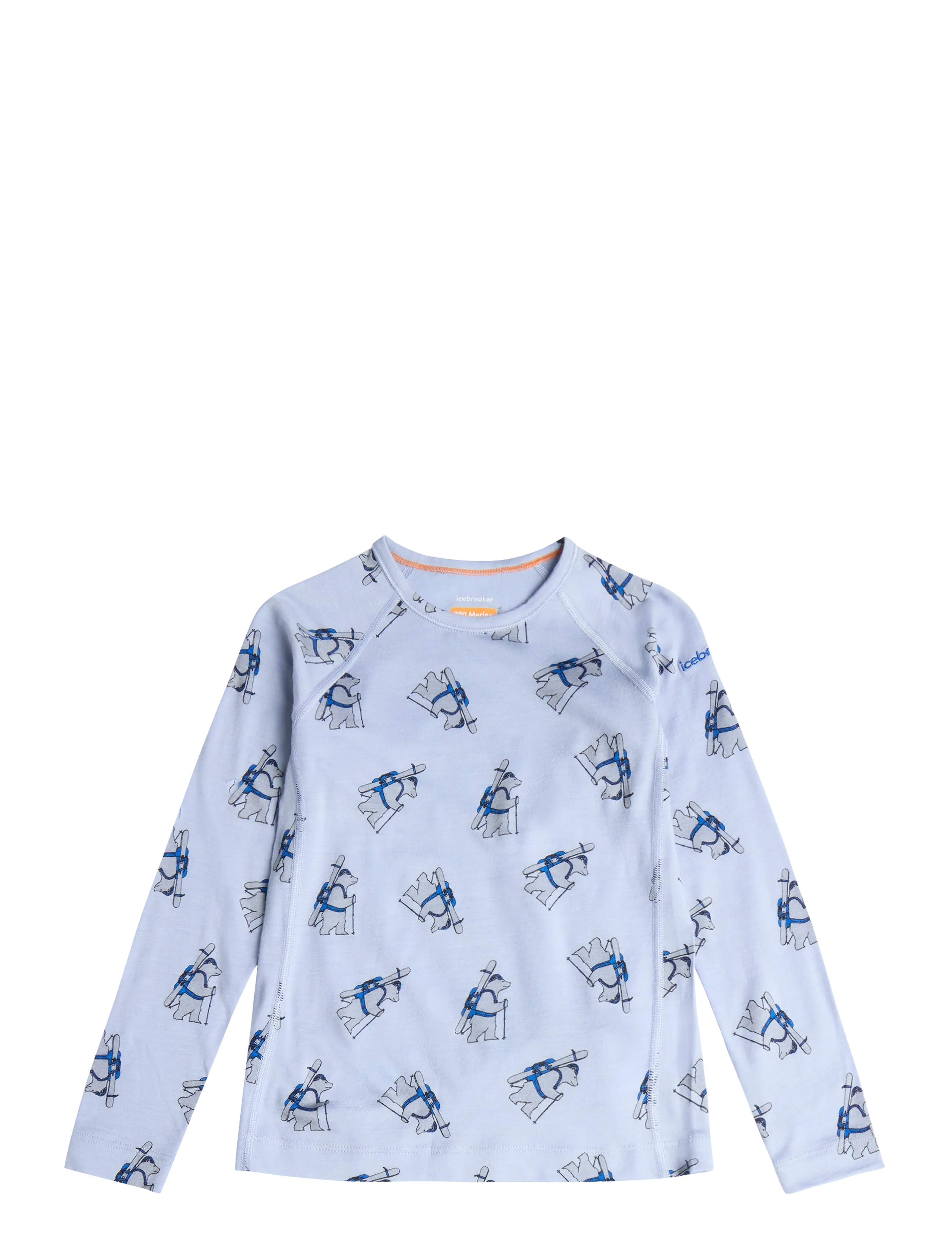 Icebreaker Kids M 200 Oasis LS Crewe Bear Tour AOP - Funktionsunterwäsche - Oberteile - ZINC BLUE/AOP / blue