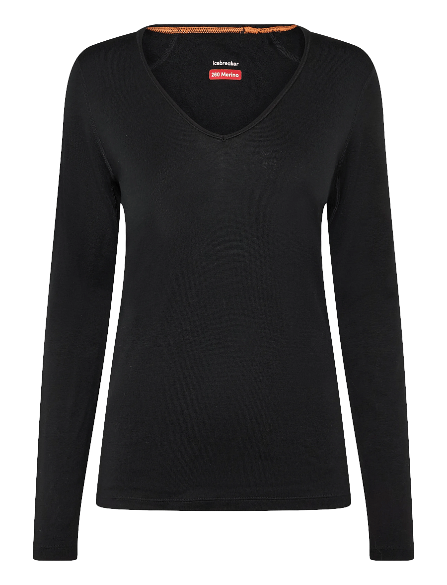 Icebreaker - Women Mer 260 Tech LS V Neck - langærmede t-shirts - black - 0