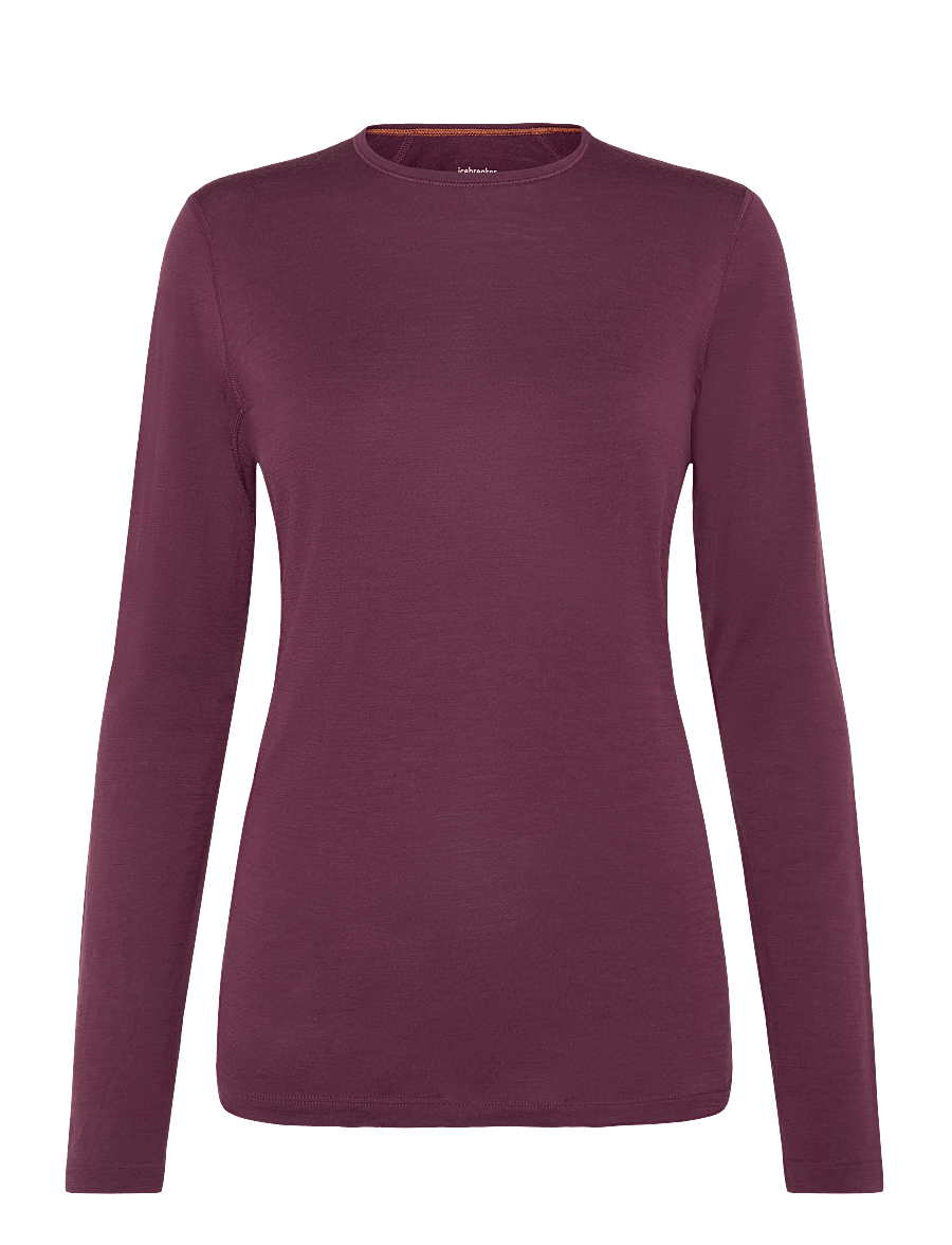 Icebreaker - Women Merino 200 Oasis LS Crewe - funktionsunterwäsche - oberteile - dk berry - 0