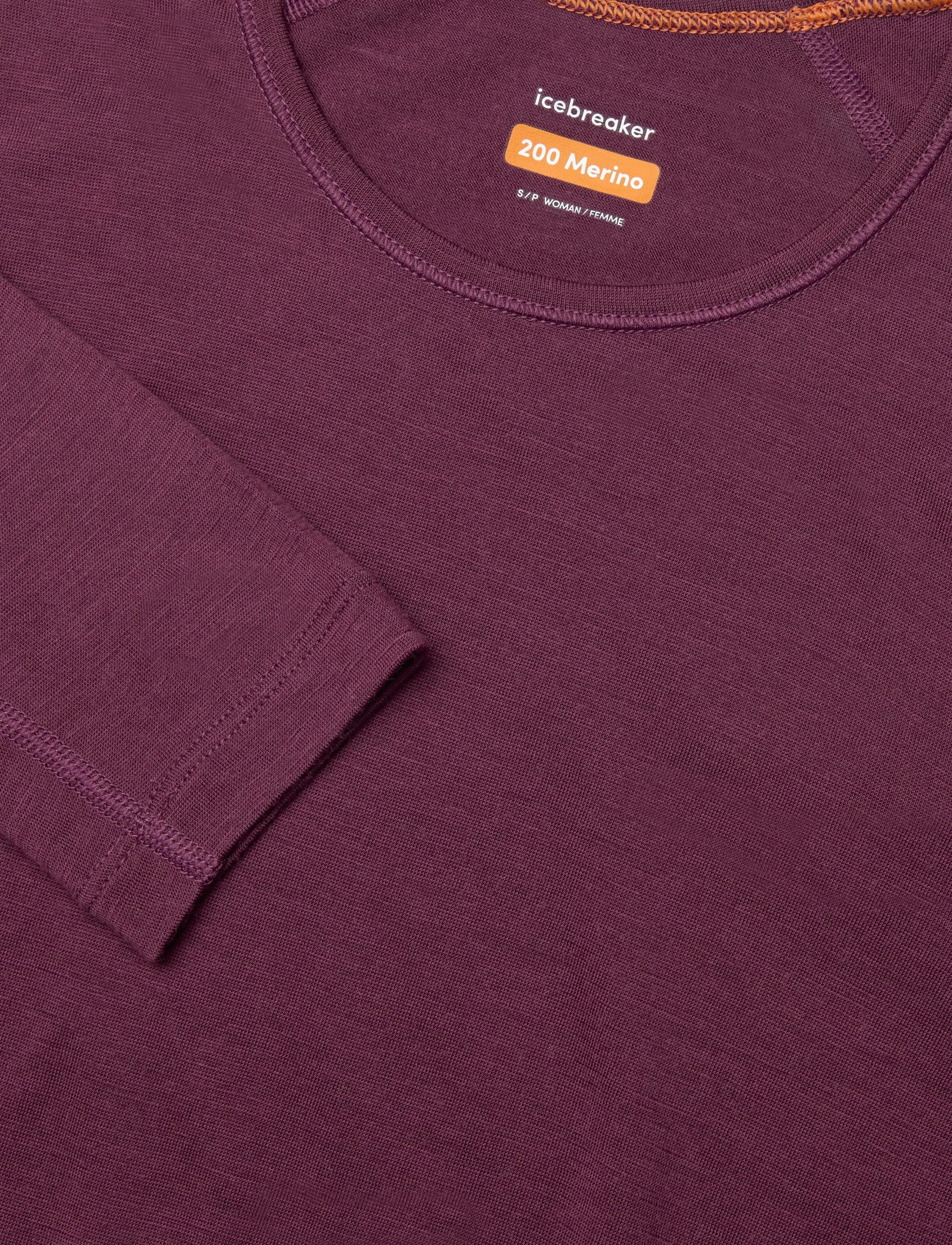 Icebreaker - Women Merino 200 Oasis LS Crewe - funktionsunterwäsche - oberteile - dk berry - 2