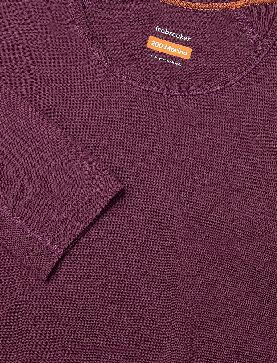 Icebreaker - Women Merino 200 Oasis LS Crewe - funktionsunterwäsche - oberteile - dk berry - 2