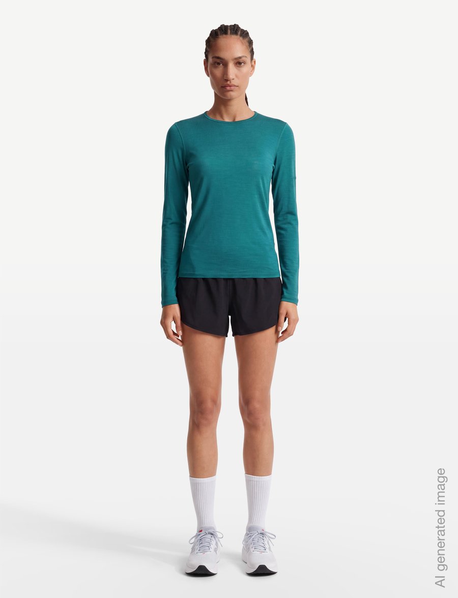 Icebreaker - Women Merino 200 Oasis LS Crewe - baselayer overdele - tidal teal - 0