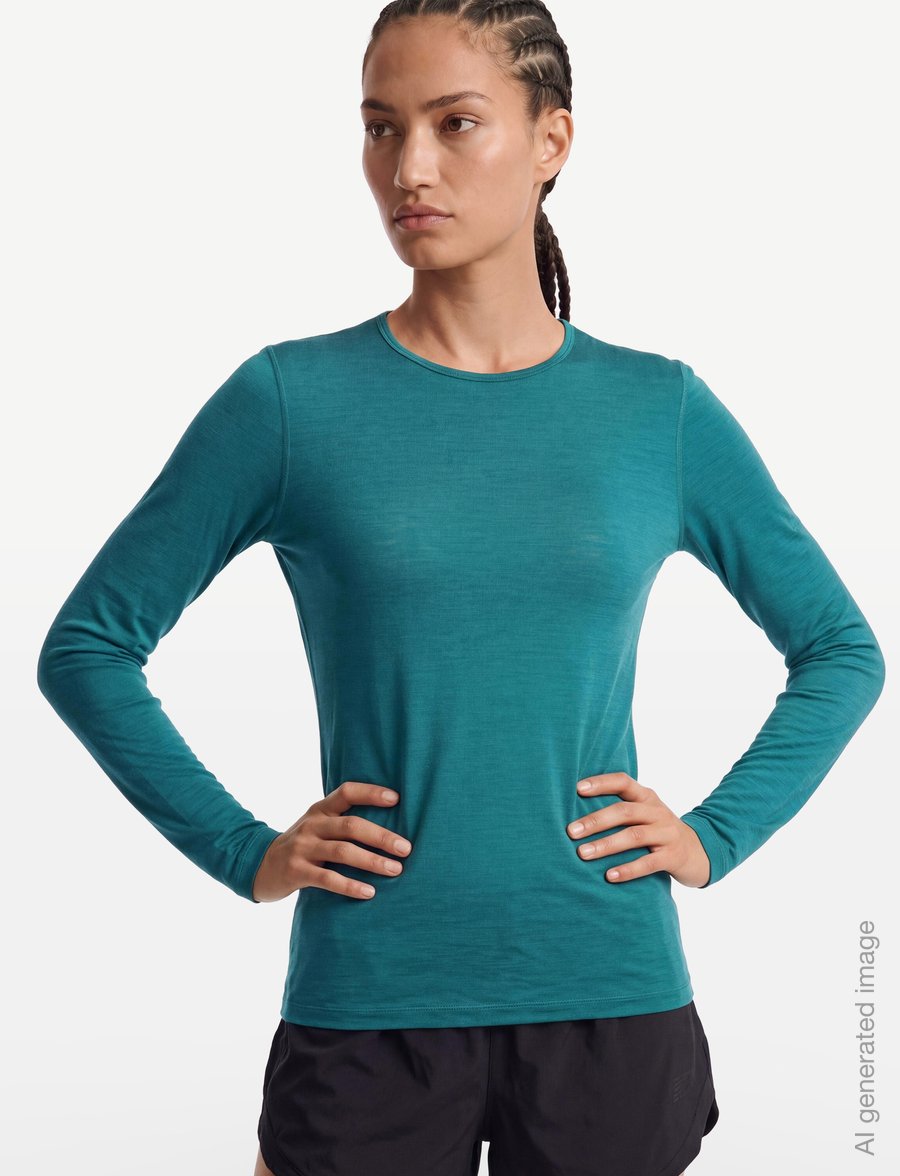 Icebreaker - Women Merino 200 Oasis LS Crewe - baselayer overdele - tidal teal - 3