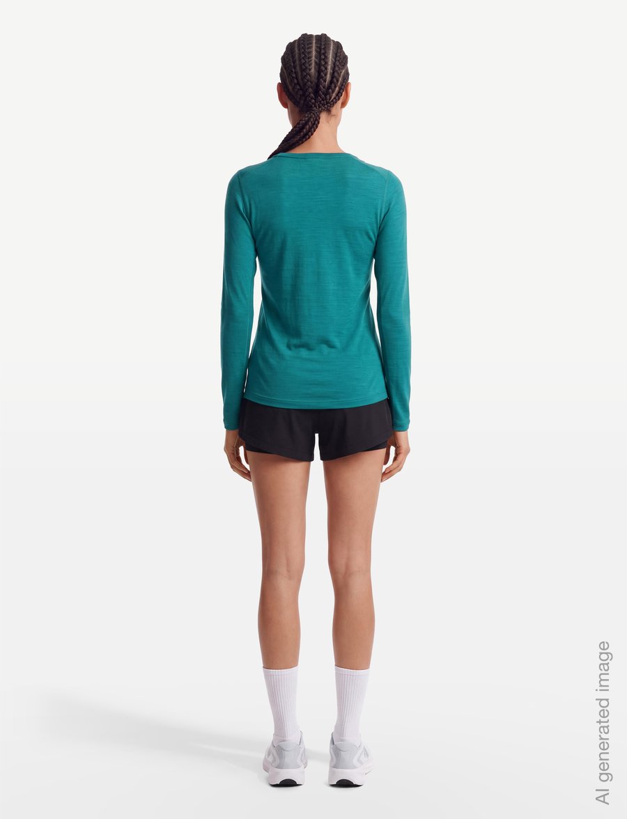 Icebreaker - Women Merino 200 Oasis LS Crewe - baselayer overdele - tidal teal - 4