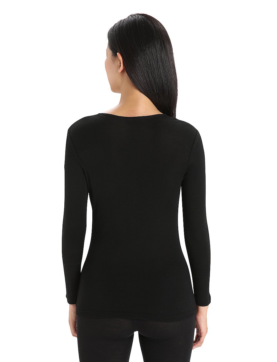 Icebreaker - W 175 Everyday LS Crewe - aluskihina kantavad alussärgid - black - 3