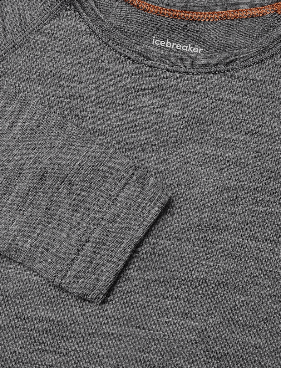 Icebreaker - Kids Merino 200 Oasis LS Crewe - underställströjor - gritstone hthr-013 - 2
