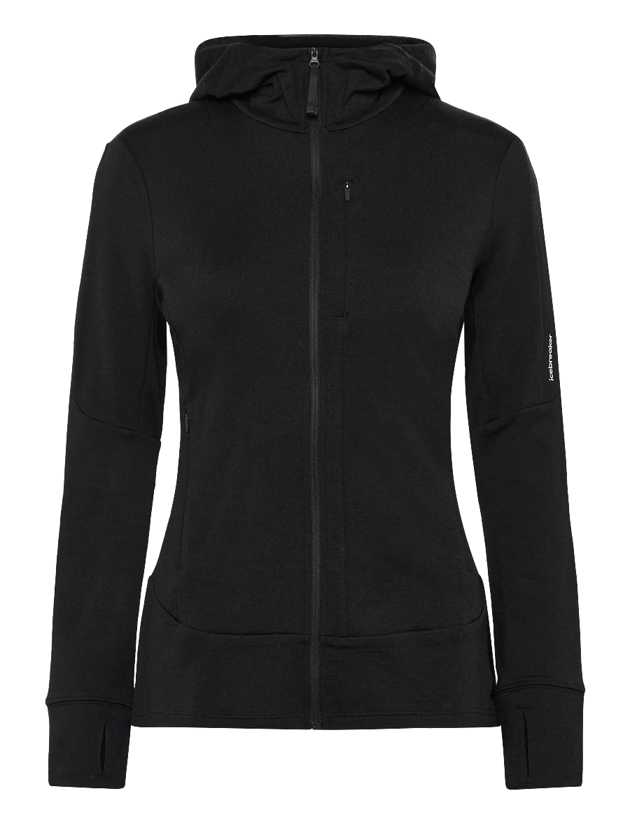 Icebreaker - Women Merino 260 Quantum LS Zip Hoodie - tops - black - 0