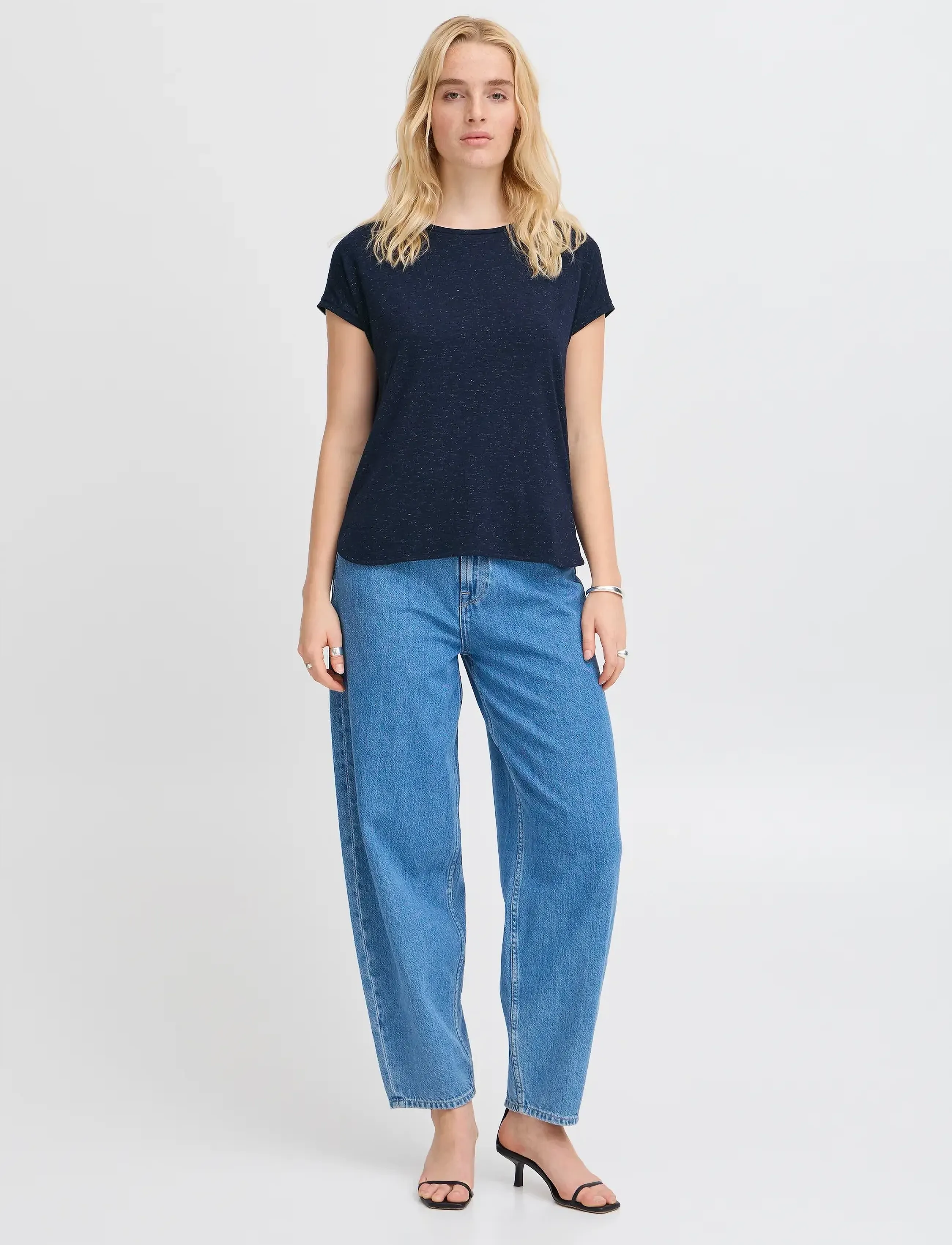 ICHI Ihrebel Ss6, L, Navy, T-Shirts & Toppe > Kortærmede, Dame