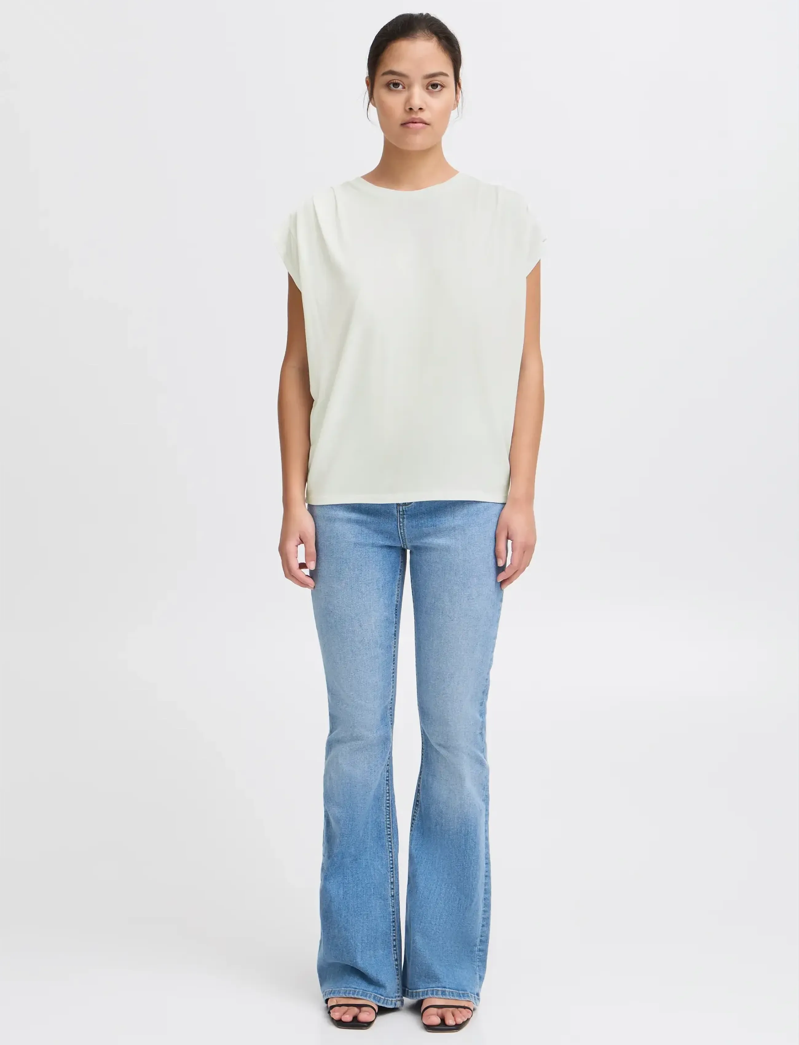 ICHI IHLISKEN TO - T-shirts - CLOUD DANCER / cream