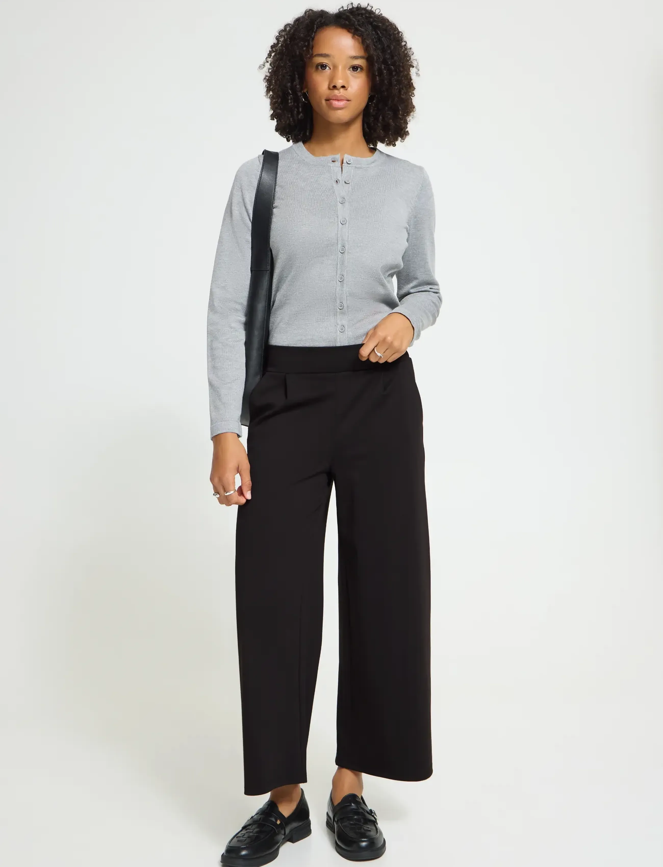 ICHI IHKATE SUS WIDE PA - Hosen mit weitem Bein - BLACK / black