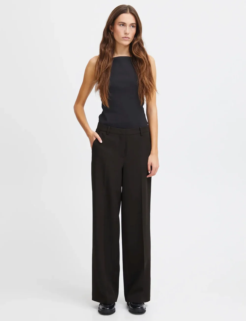 ICHI - IHLEXI WIDE PA - kostymbyxor - black - 0