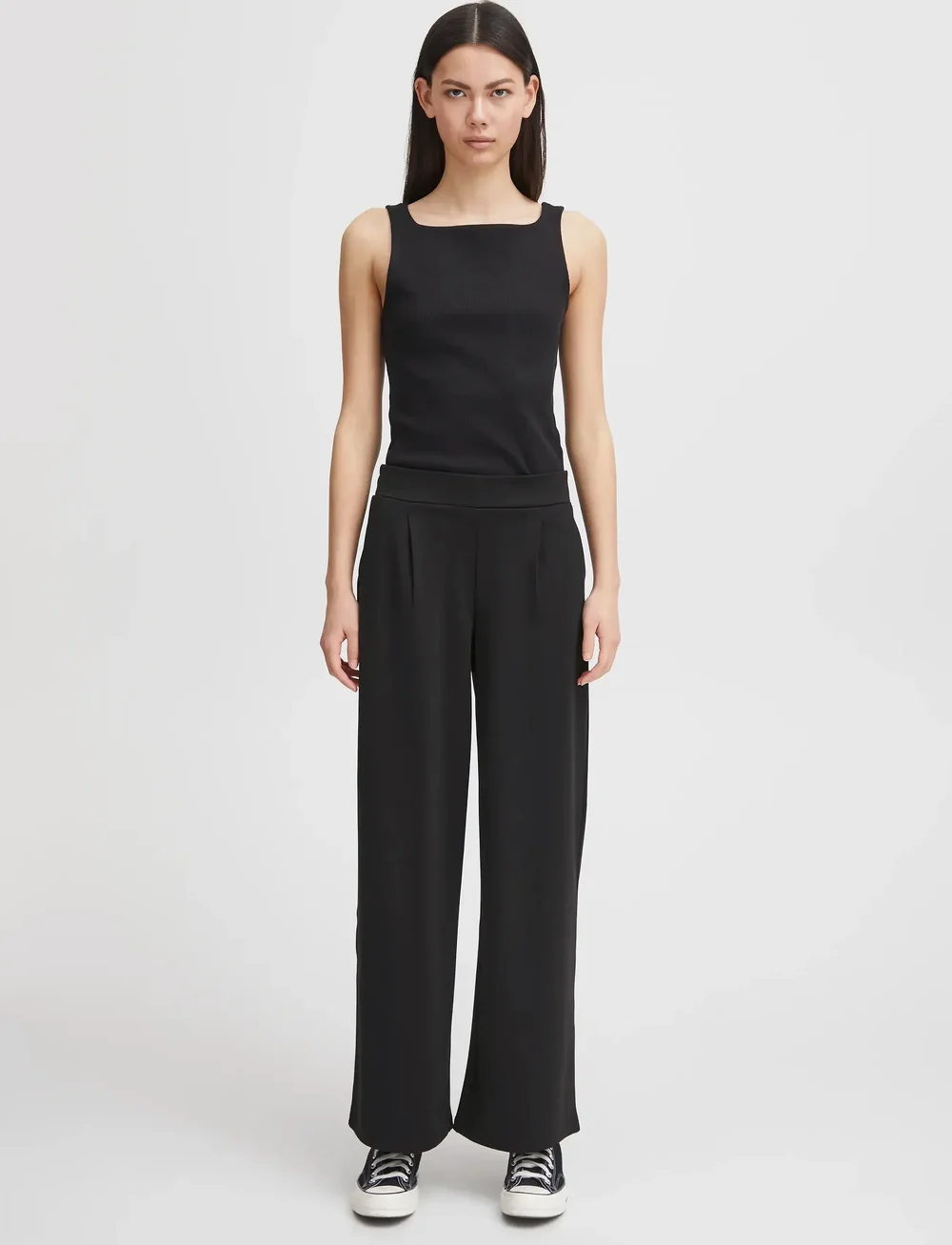 ICHI - IHKATE SUS LONG WIDE PA2 - bukser med brede ben - black - 0