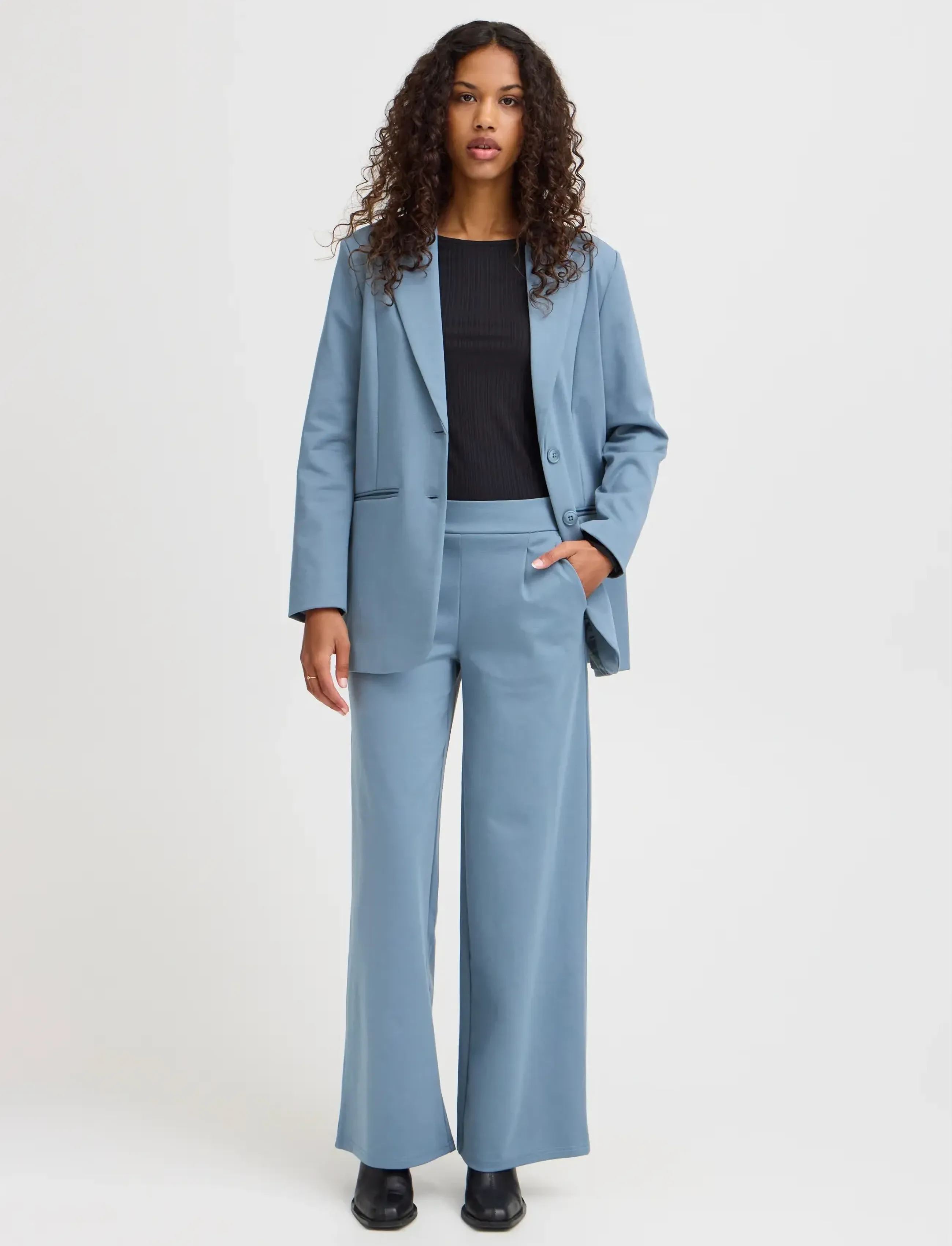 ICHI IHKATE SUS LONG WIDE PA2 - Wijde broeken - BLUE MIRAGE / blue