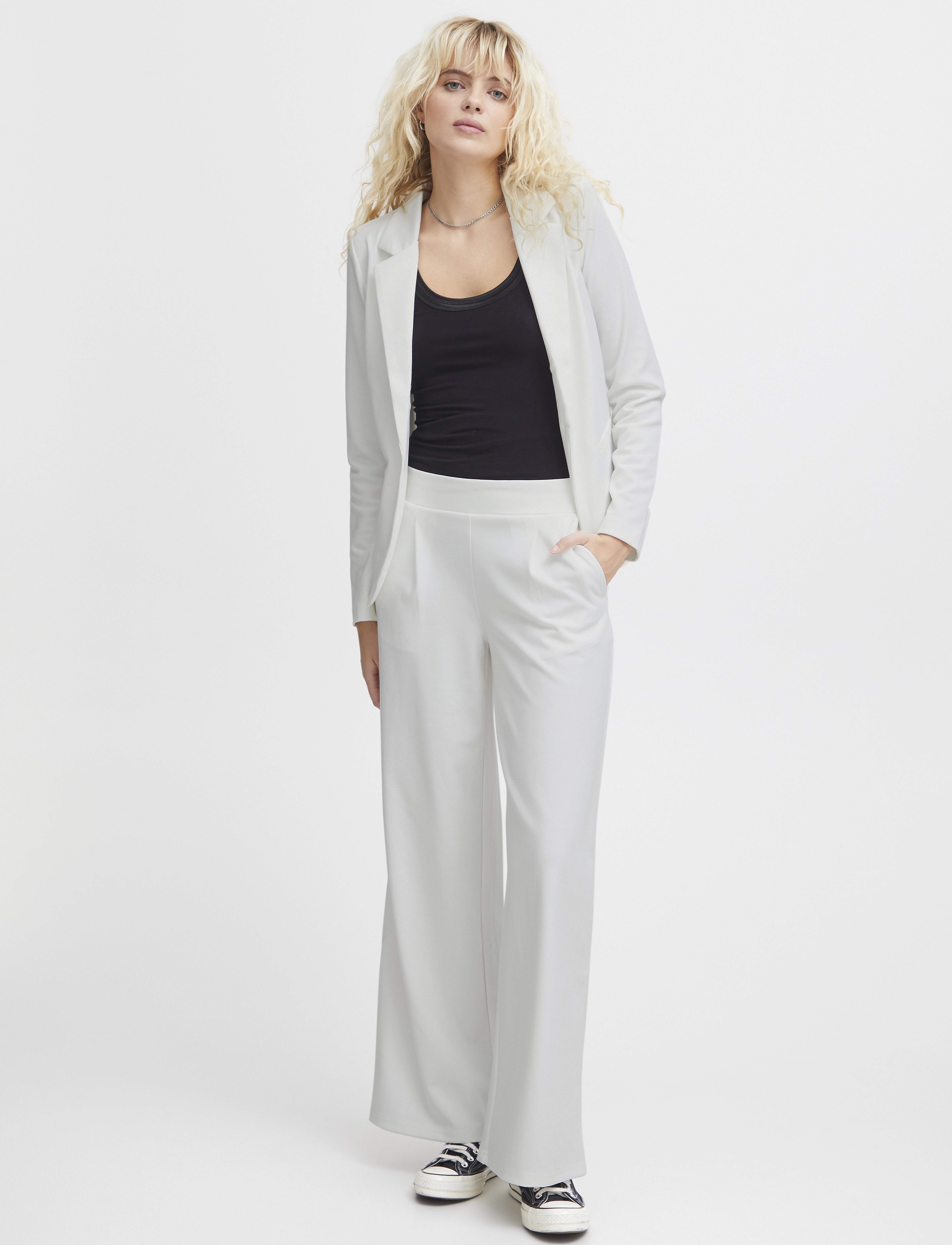 ICHI Ihkate Sus Long Wide Pa2, XS, Trousers, Weiß - Leg, Frauen