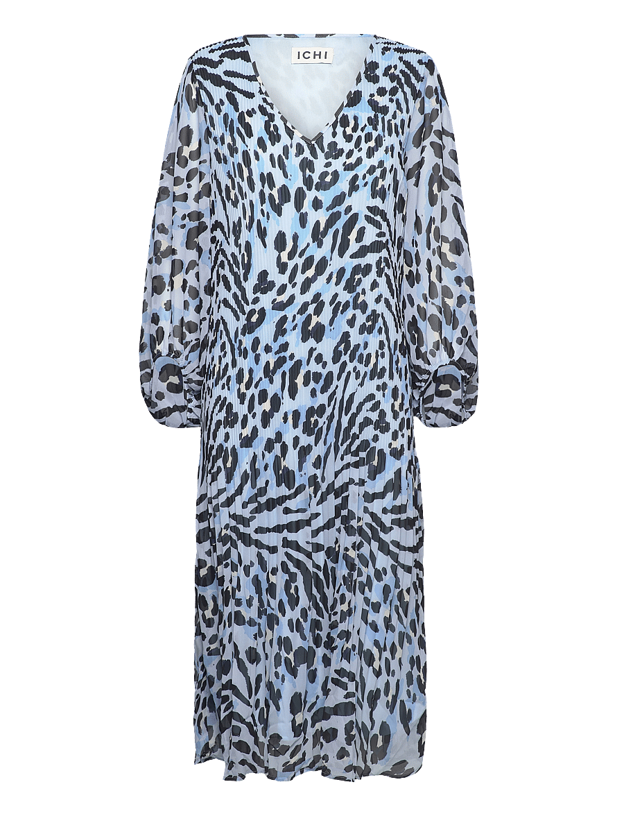 ICHI - IHELLY DR2 - robes midi - little boy blue leo print - 1