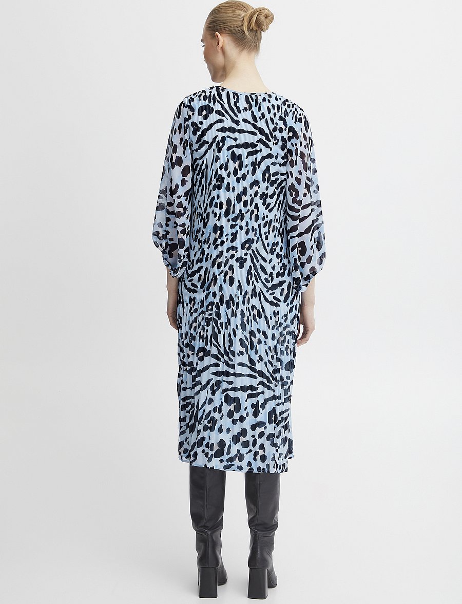 ICHI - IHELLY DR2 - robes midi - little boy blue leo print - 4