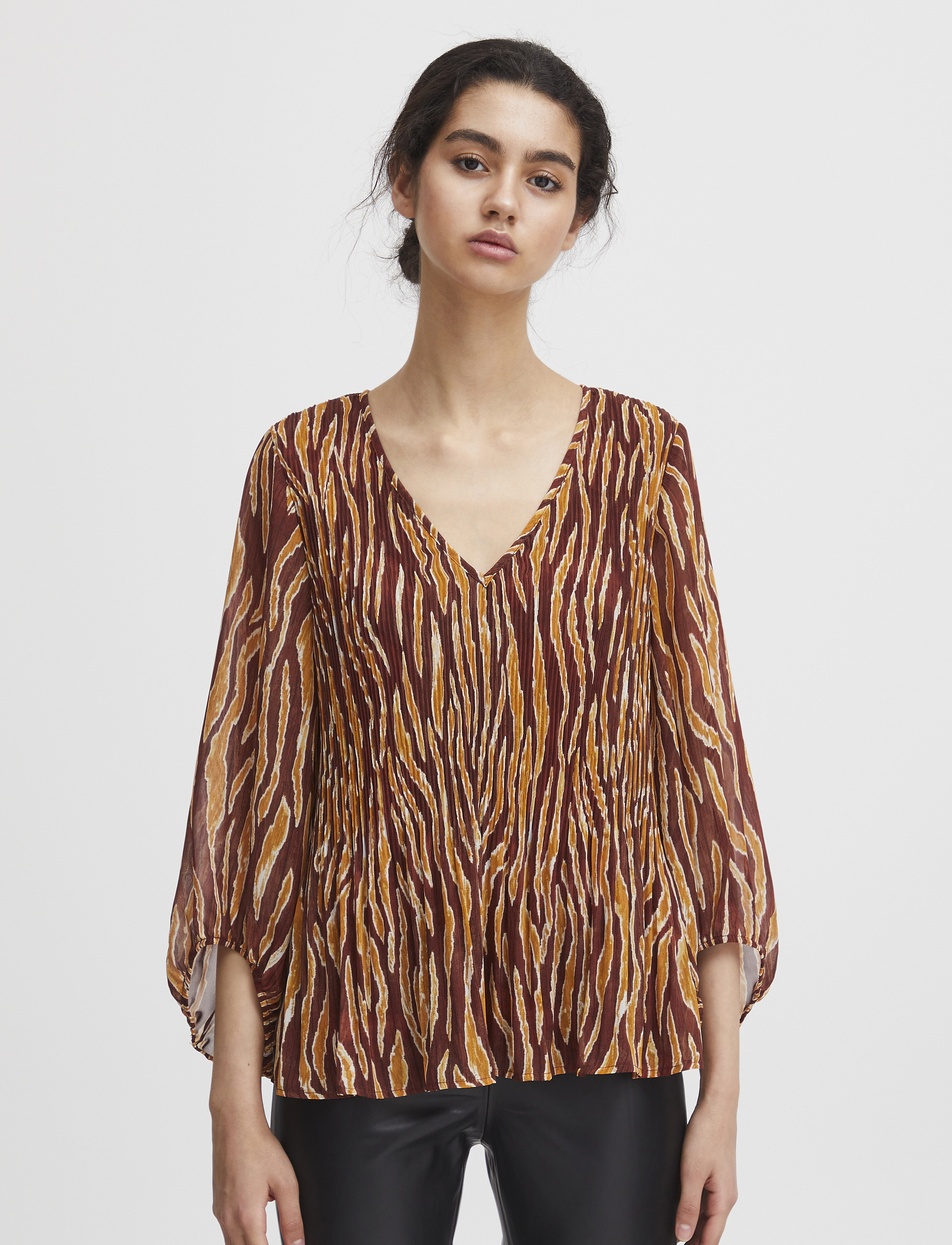 ICHI - IHILLY MS - blouses à manches longues - brown animal structure aop - 3