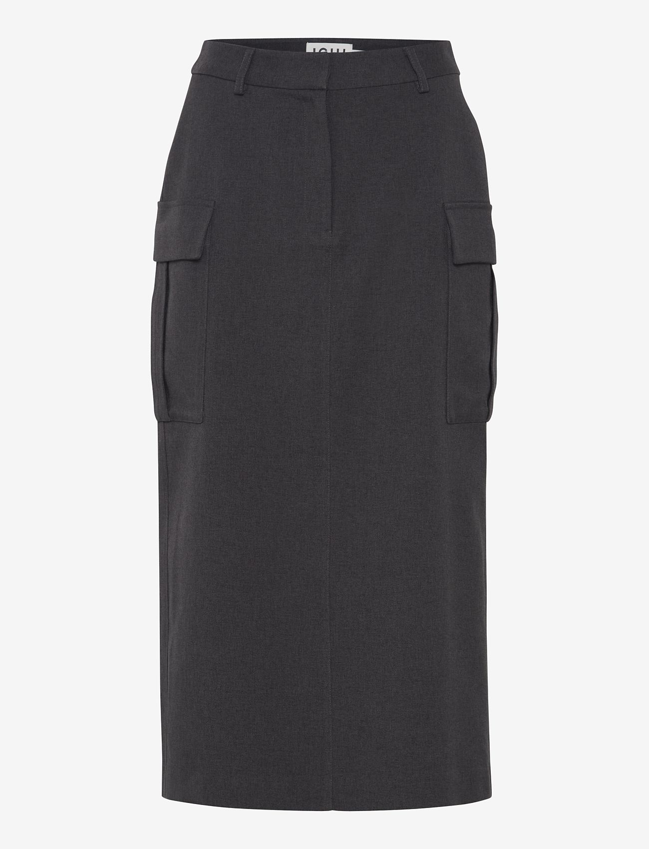 ICHI - IHZIMMIE SK - midi skirts - dark grey melange - 0