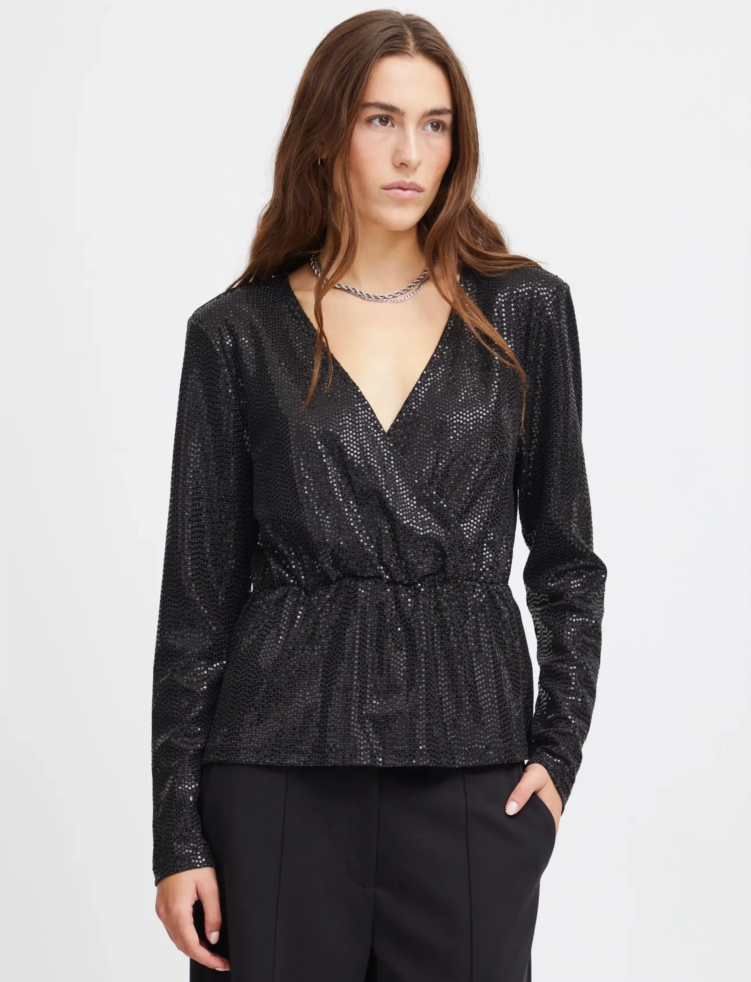 ICHI - IHLOANE LS - långärmade blusar - black - 4