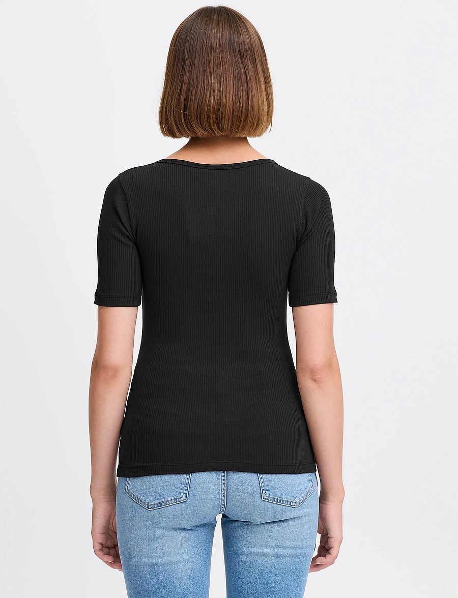 ICHI - IHPALMER RIB SS - t-shirts - black - 4