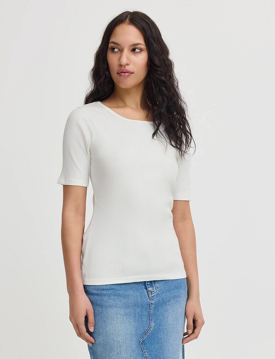 ICHI - IHPALMER RIB SS - t-shirts - cloud dancer - 4