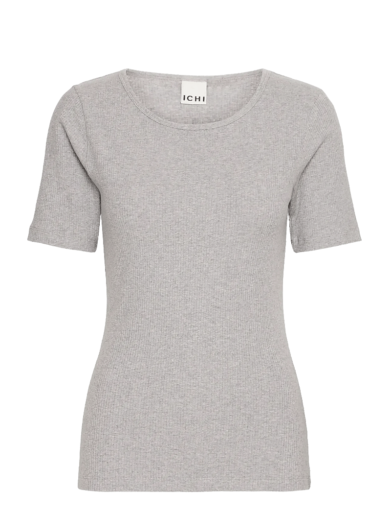 ICHI - IHPALMER RIB SS - t-shirts - grey melange - 1