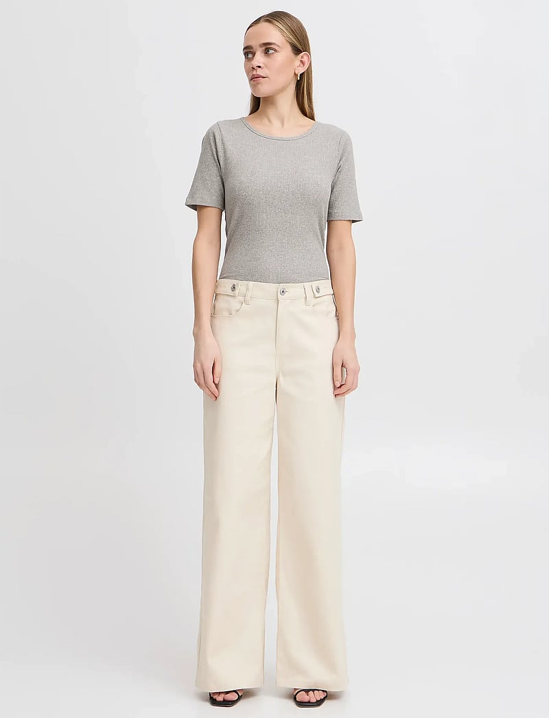 ICHI - IHPALMER RIB SS - t-shirts - grey melange - 0