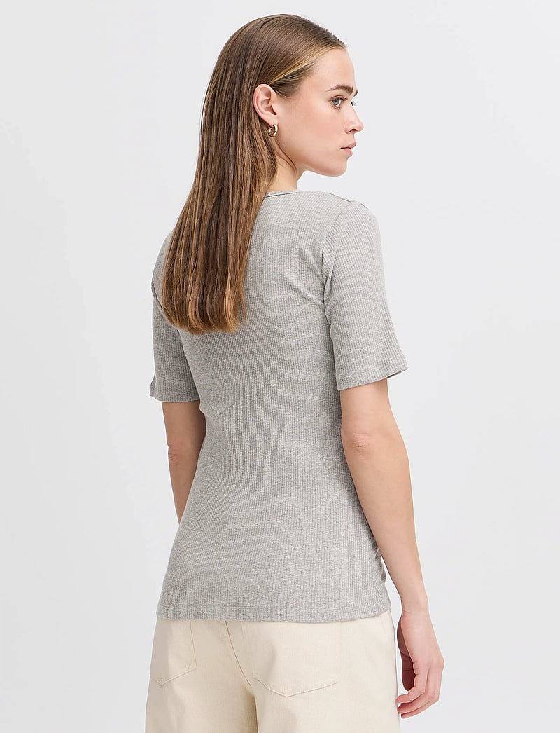 ICHI - IHPALMER RIB SS - t-shirts - grey melange - 3