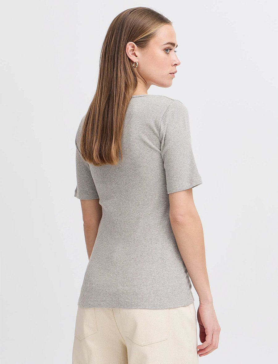 ICHI - IHPALMER RIB SS - t-shirts - grey melange - 3