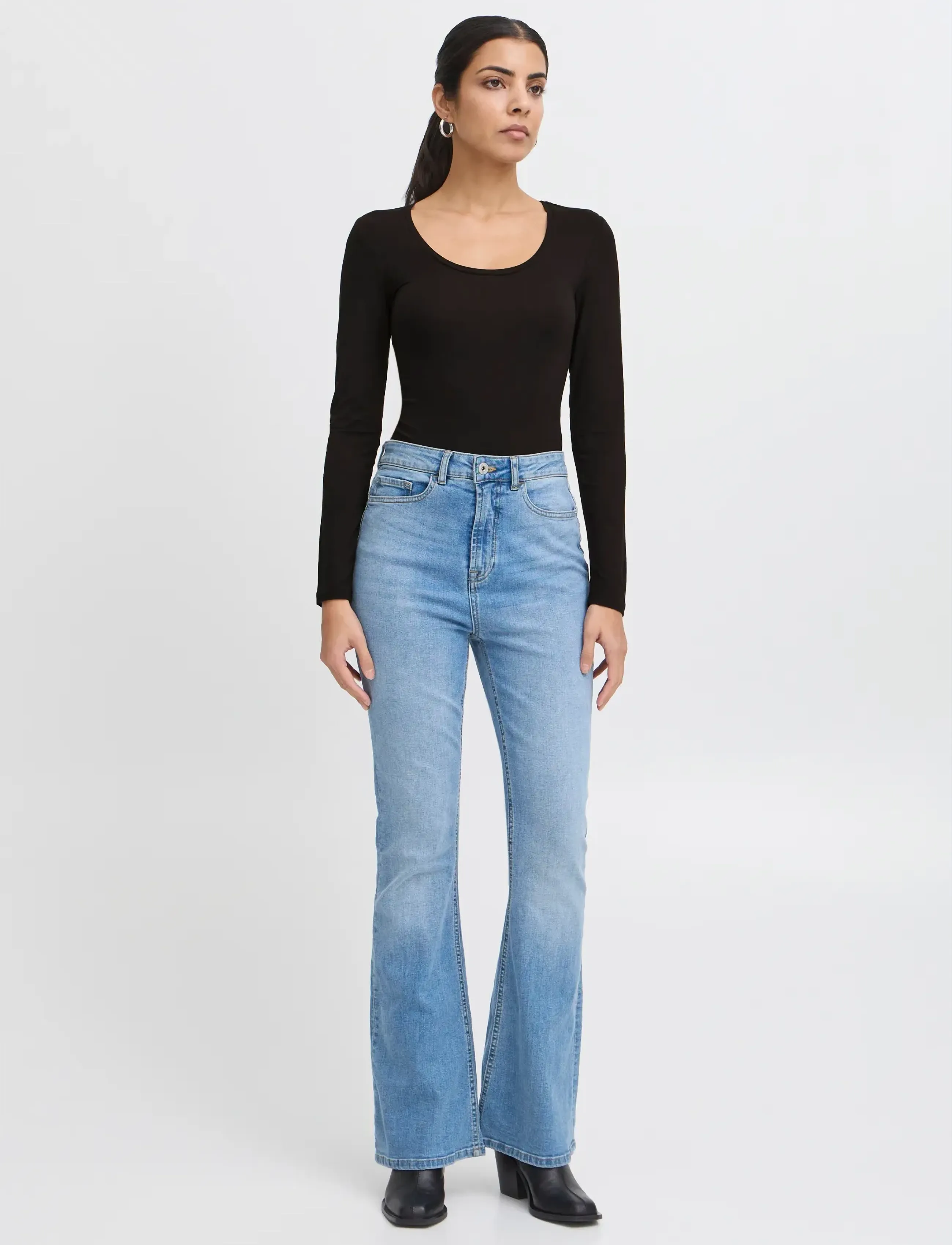 ICHI IHZOLA PLAIN LS - T-skjorter & Topper - BLACK / black