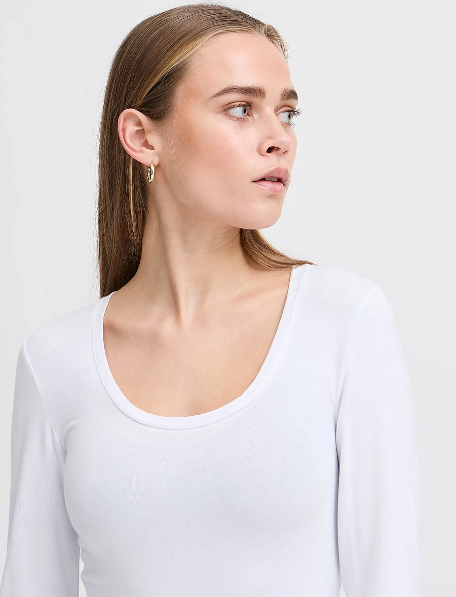 ICHI - IHZOLA PLAIN LS - langärmlige tops - white - 4
