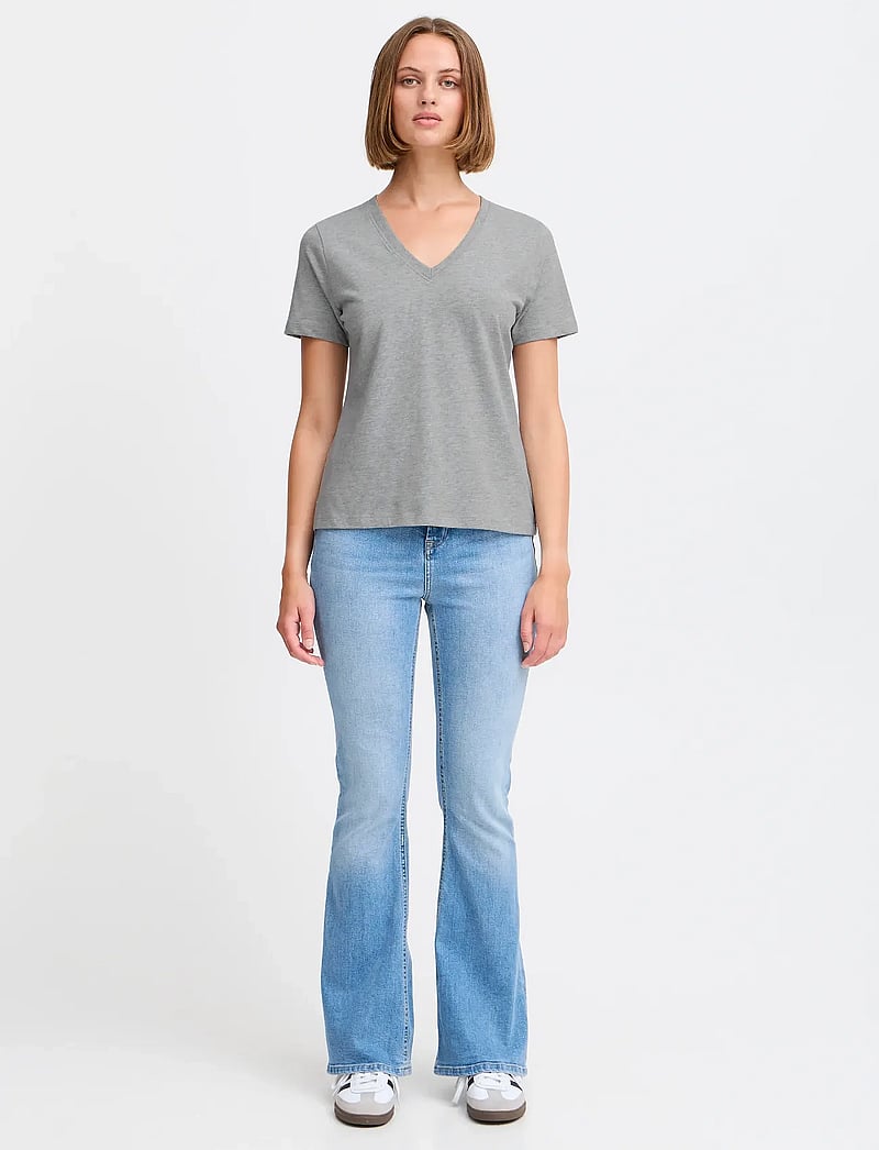 ICHI - IHPALMER V SS - t-shirts - grey melange - 0