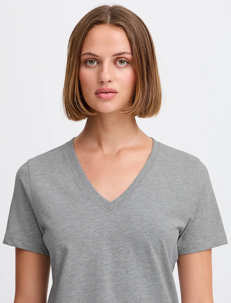 ICHI - IHPALMER V SS - t-shirts - grey melange - 5