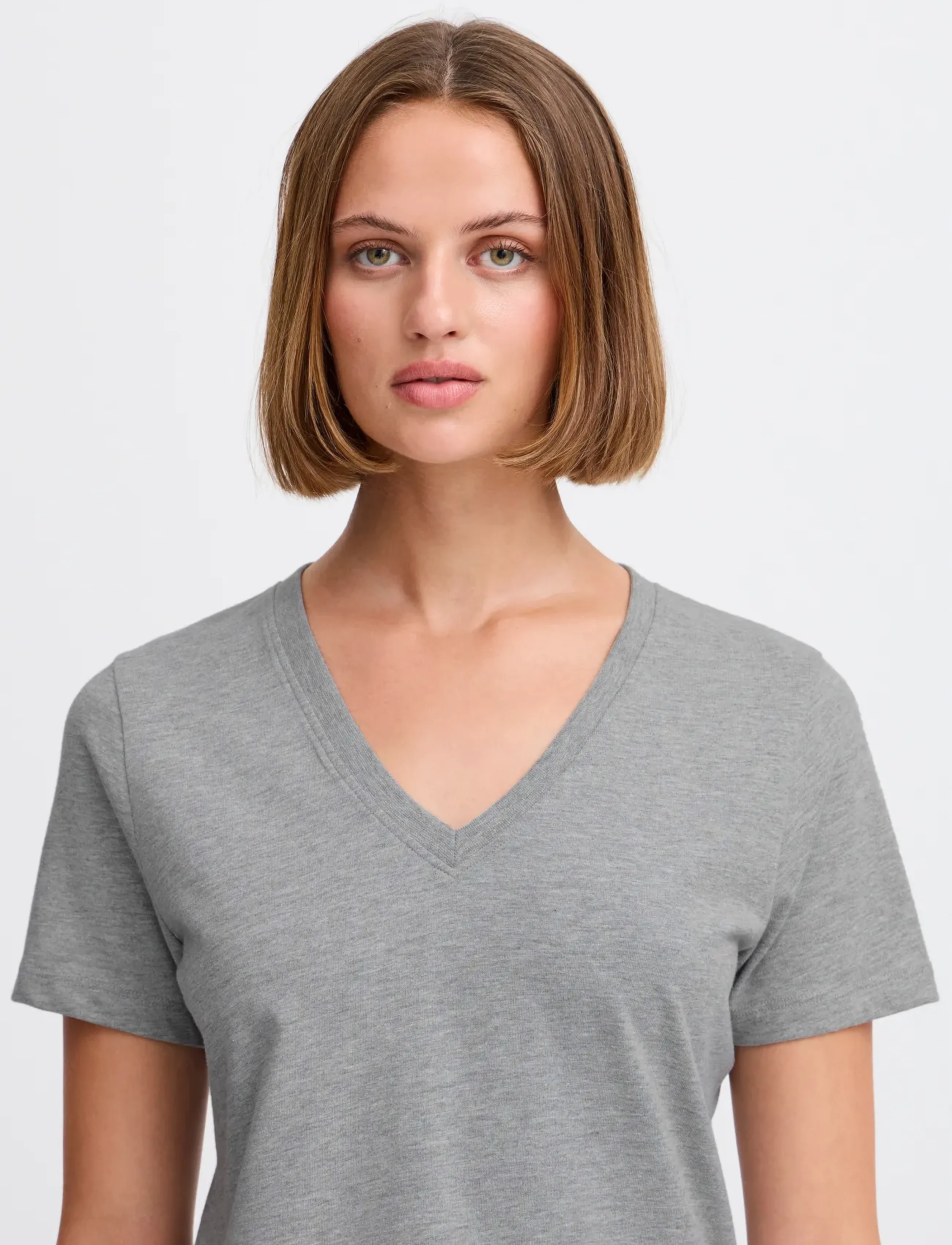 ICHI - IHPALMER V SS - t-shirts - grey melange - 5